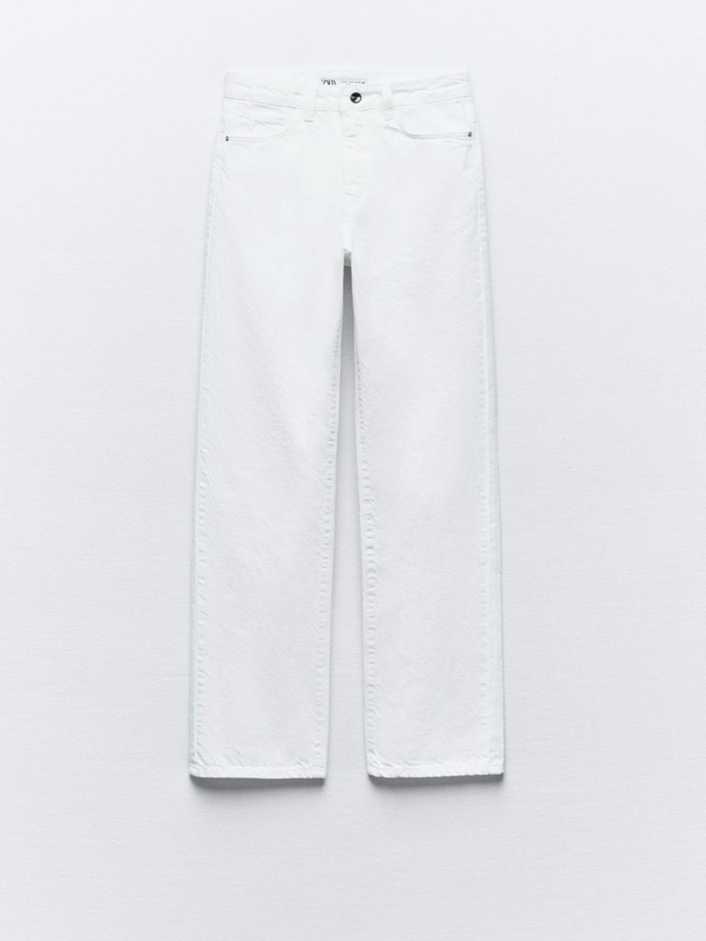 ZaraWhite High-Rise Straight Leg Jeans